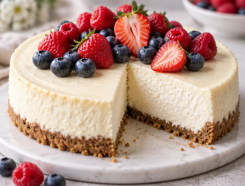 Low Fat Refined Sugar Free Cheesecake, ready to serve