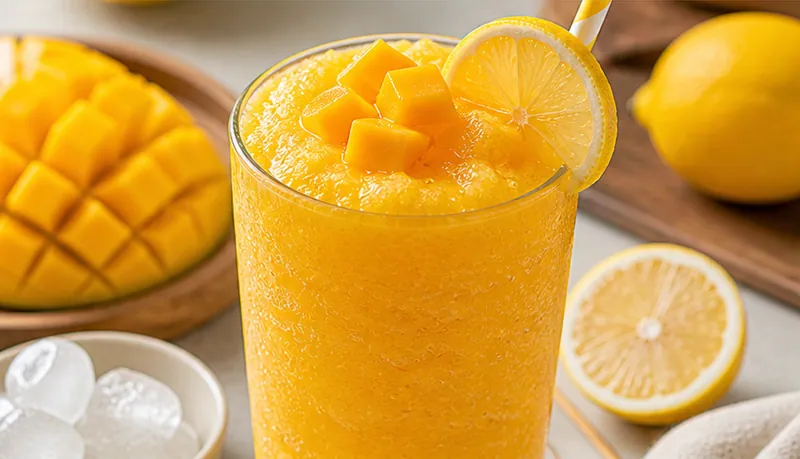 Mango Lemonade Slush Dessert, ready to serve