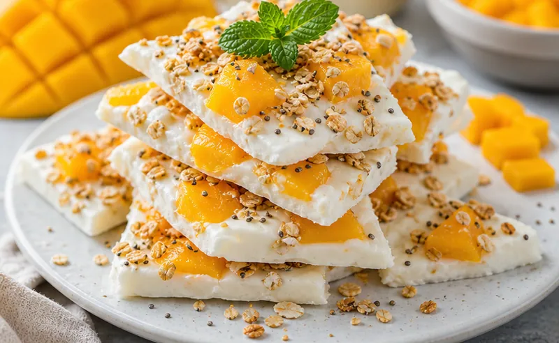 Mango Yogurt Bark, ready to serve