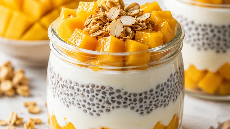 Mango Yogurt Chia Pudding Parfait Jars