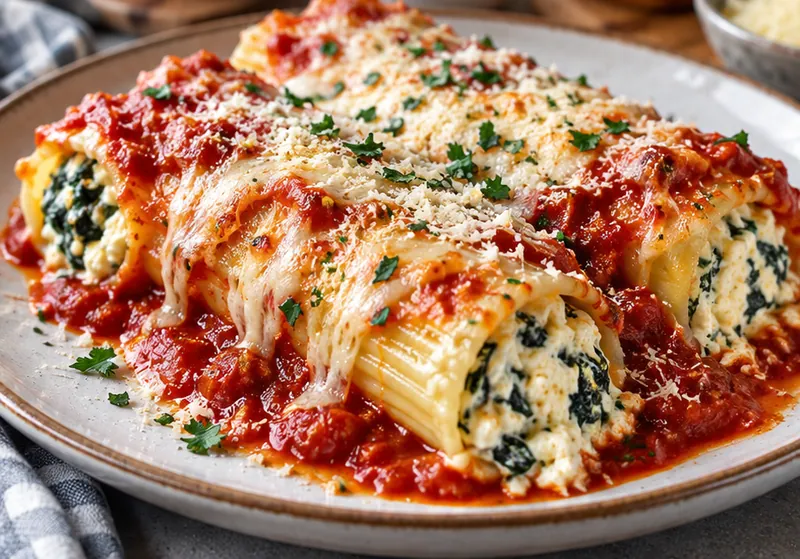 Manicotti Recipe, ready to serve