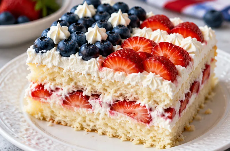 Memorial Day Flag Cake, ready to serve