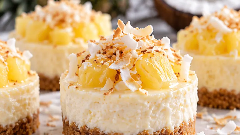Mini Cheesecakes with Pineapple and Coconut Milk