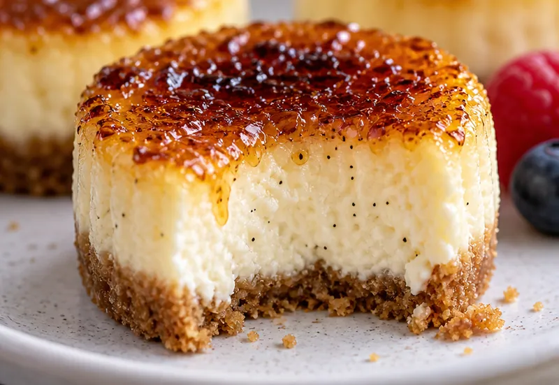 Mini Crème Brûlée Cheesecakes, ready to serve