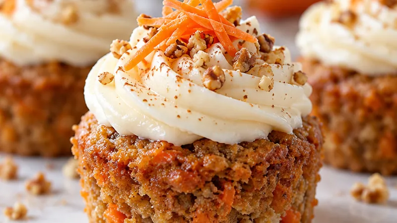 Mini Olive Oil Carrot Cakes with Cream Cheese Frosting
