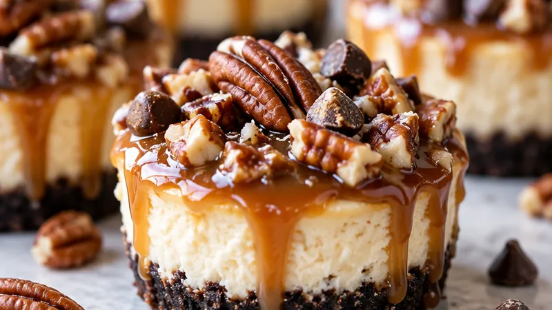 Mini Turtle Cheesecakes