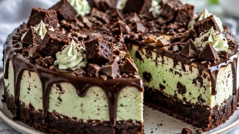 Mint Chocolate Brownie Bliss Cheesecake