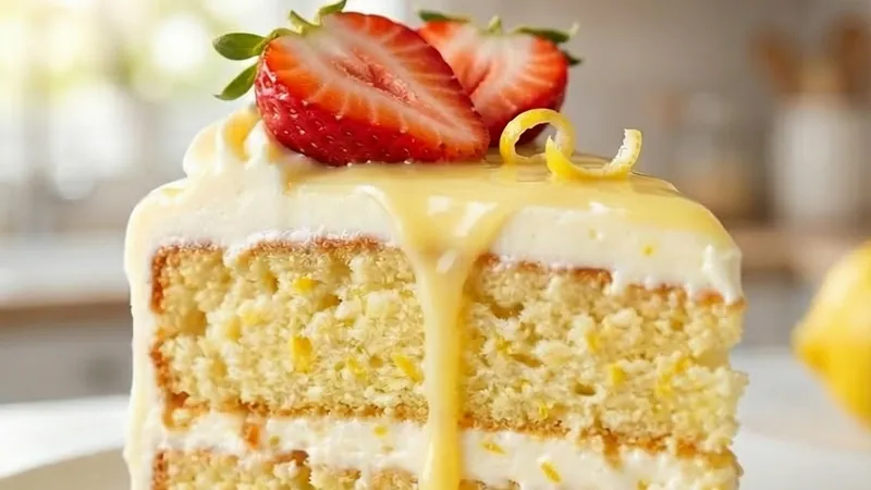 Moist Fluffy Lemon Strawberry Cake