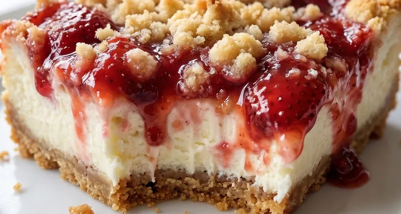 Strawberry Cheesecake Dump Cake, ready to serve