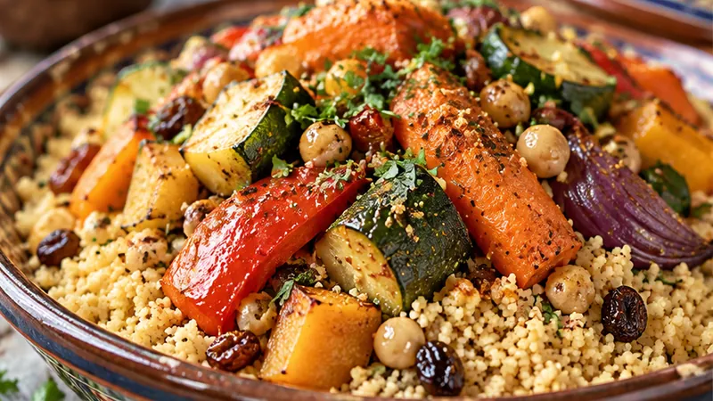 Moroccan Couscous with Roast Vegetables