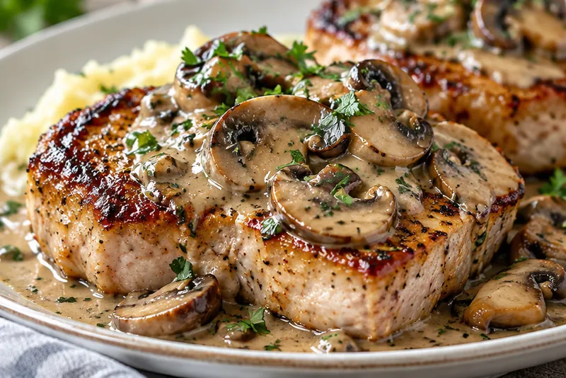 Mushroom Pork Chops Recipe, ready to serve