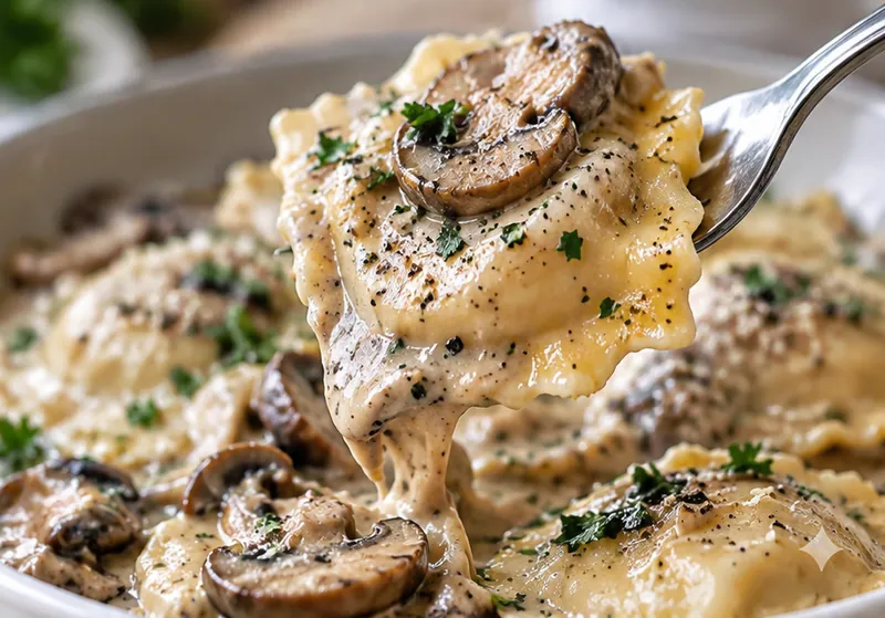 Mushroom Ravioli Sauce Recipe, ready to serve