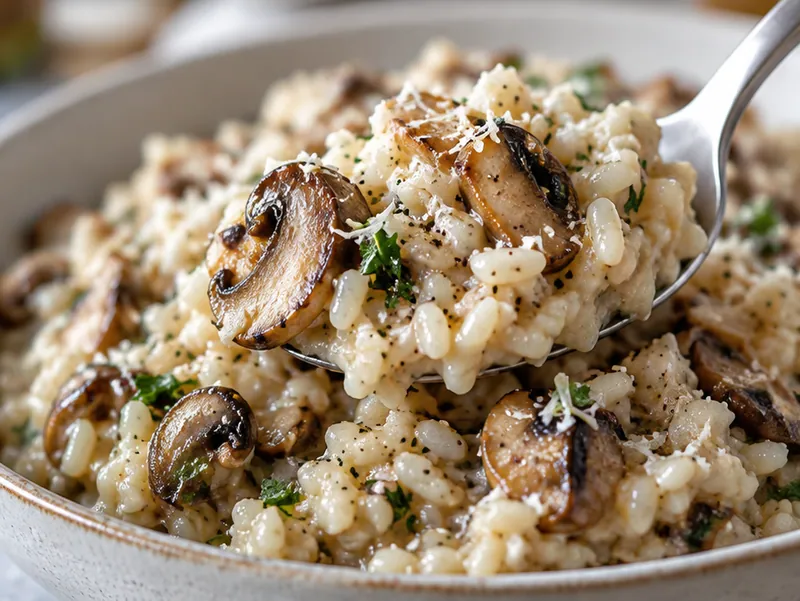 Creamy Mushroom Risotto, ready to serve