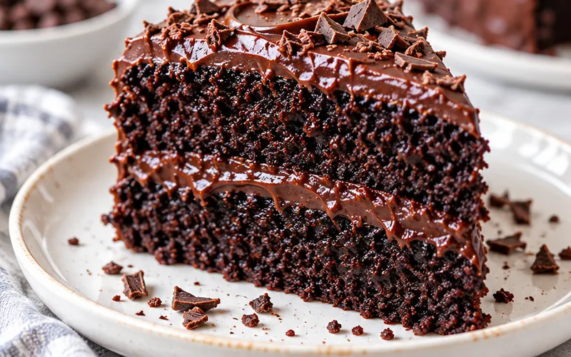 One Bowl Chocolate Fudge Cake, ready to serve