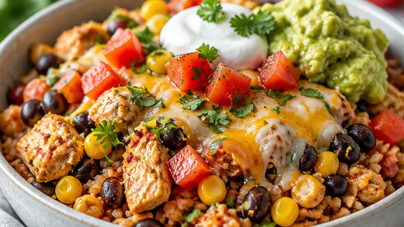 One Pan Chicken Burrito Bowl Recipe