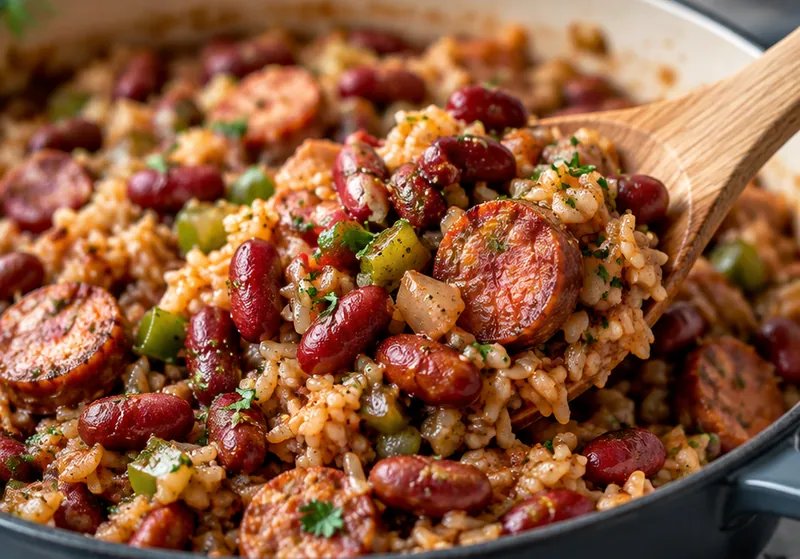 One Pan Red Beans and Rice, ready to serve