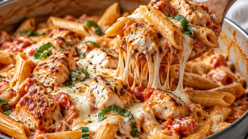 One Pot Chicken Mozzarella Pasta