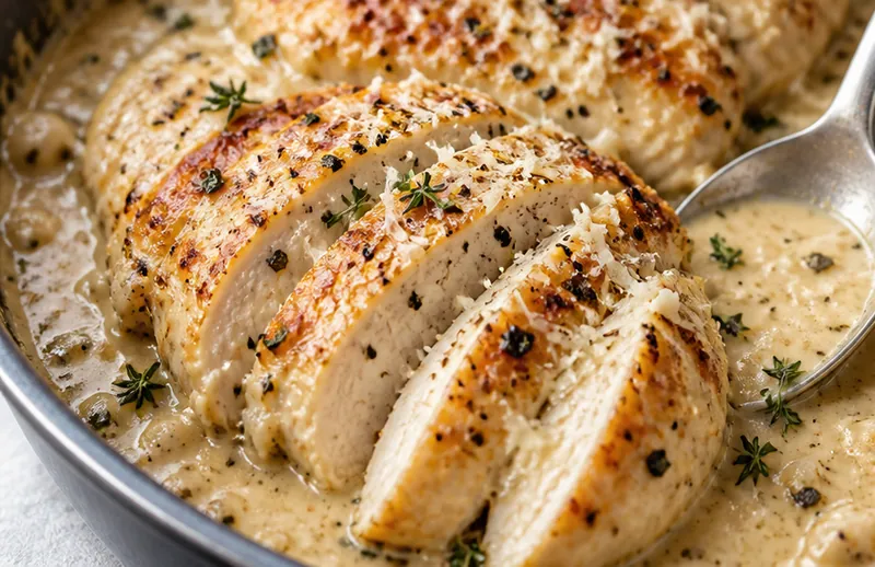 One Pot Creamy Parmesan Chicken Recipe, ready to serve