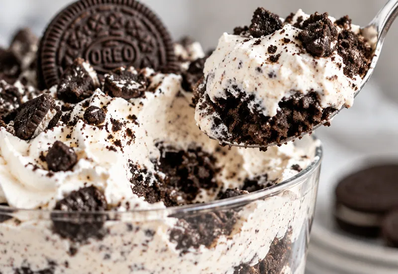 Oreo Cookies and Cream Trifle, ready to serve