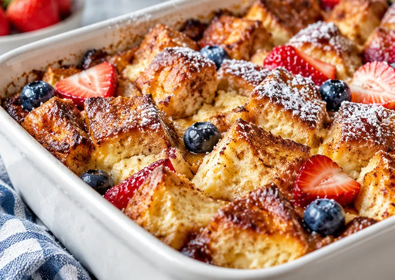 Overnight French Toast Bake, ready to serve