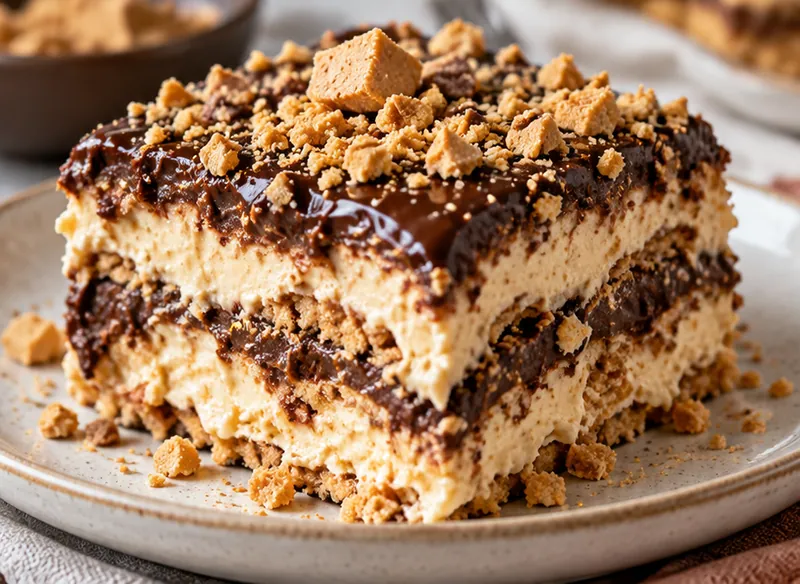 Paçoca Pavé with Semi-Sweet Chocolate, ready to serve