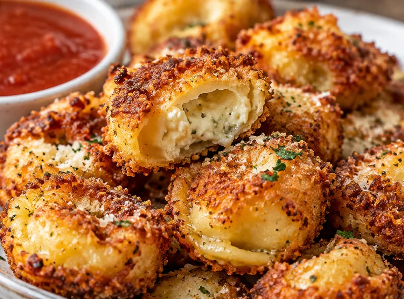 Parmesan Crusted Tortellini Bites, ready to serve