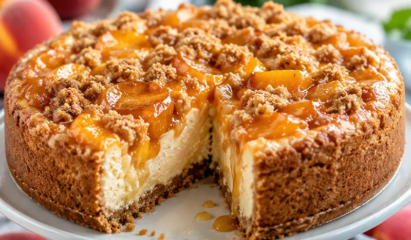 Peach Cobbler Cheesecake That Everyone Will Ask For, ready to serve