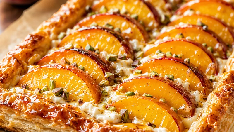 Peach Mascarpone Puff Pastry Tart