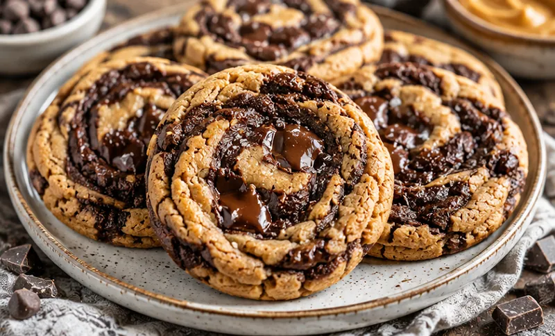 Peanut Butter Brownie Swirl Cookies, ready to serve