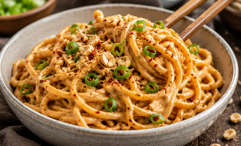 Peanut Butter Noodles, ready to serve