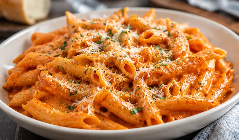 Penne alla Vodka Recipe, ready to serve