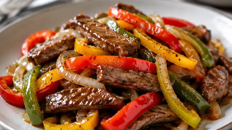 Pepper Steak with Bell Peppers and Onion