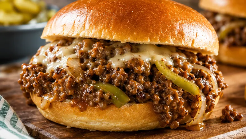 Philly Cheese Steak Sloppy Joes, ready to serve