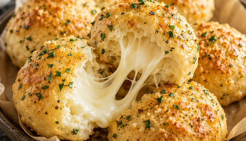 Pillsbury Biscuit Garlic Butter Cheese Bombs, ready to serve