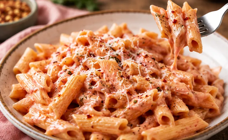 Pink Sauce Pasta Recipe, ready to serve