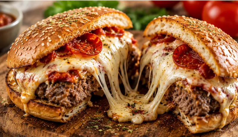 Pizza Burgers, ready to serve