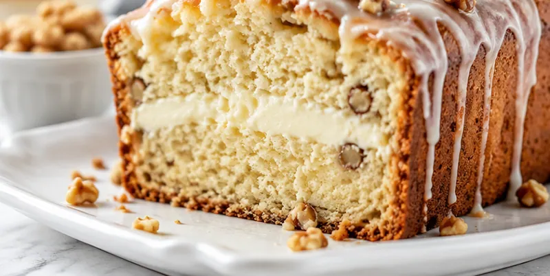 Pound Cake with Cream Cheese and Nuts, ready to serve