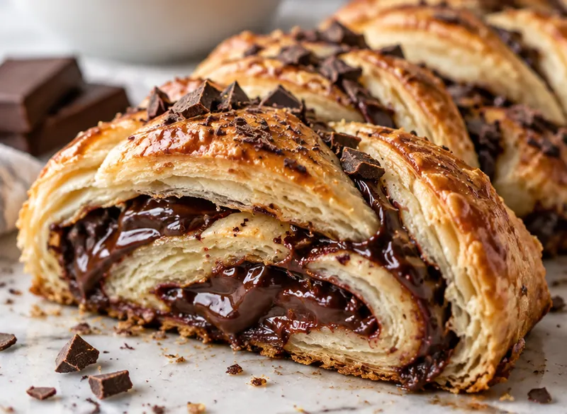 Puff Pastry and Chocolate Braid, ready to serve