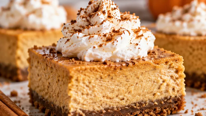 Pumpkin Cheesecake Bars with Gingersnap Crust