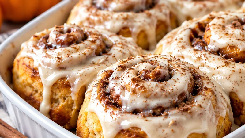 Pumpkin Cinnamon Rolls with Cream Cheese Glaze