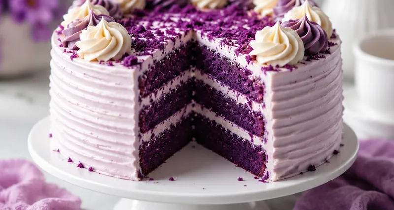 Purple Velvet Cake Recipe, ready to serve