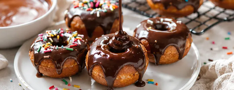 Quick Chocolate Glaze for Mini Donuts, ready to serve