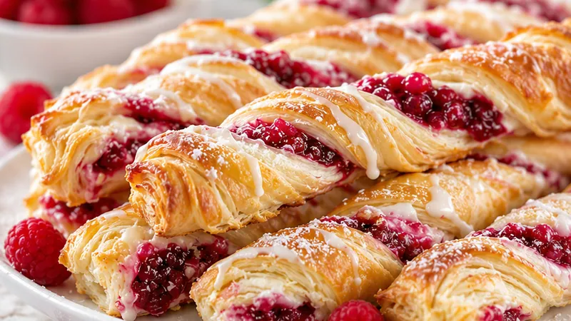 Raspberry Cream Cheese Puff Pastry Twists