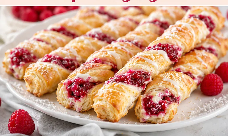 Raspberry Cream Cheese Puff Pastry Twists, ready to serve