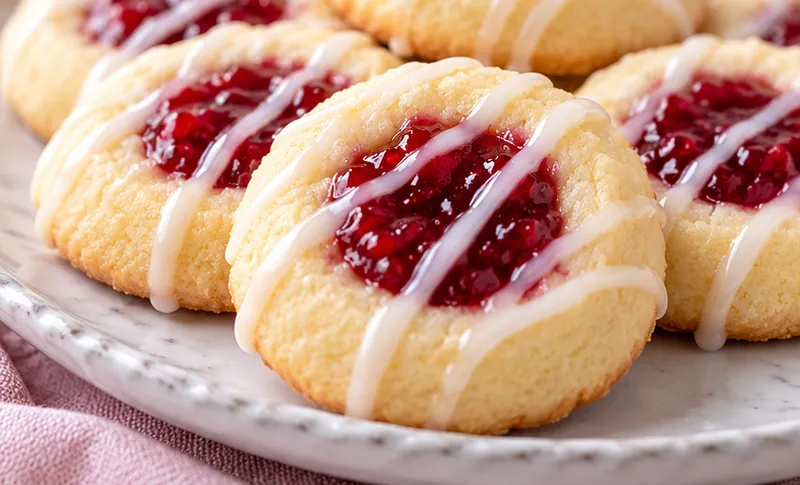 Raspberry Thumbprint Cookies, ready to serve