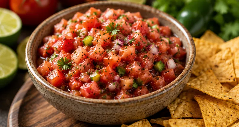 Restaurant-Style Homemade Salsa with Fresh Tomatoes, ready to serve
