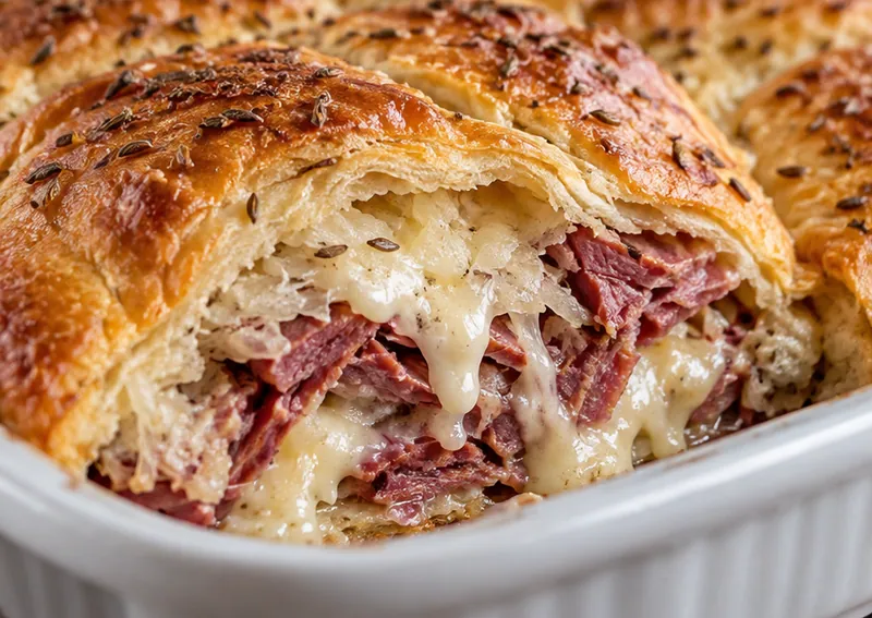 Reuben Crescent Bake Recipe, ready to serve