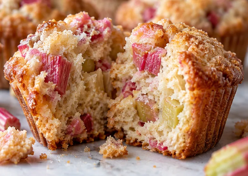 Rhubarb Muffins Recipe, ready to serve