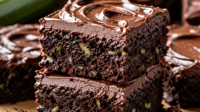 Rich & Gooey Zucchini Brownies with Chocolate Frosting