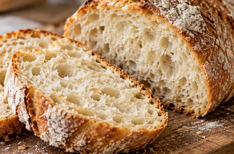 Rustic Italian Crusty Bread Recipe, ready to serve